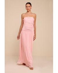 Lulus - Reeva Plisse Drop Waist Maxi Dress - Lyst