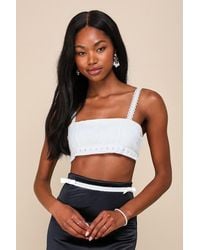 ZEMETA - Lacey Lace Tie-Back Bralette Top - Lyst