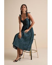 Lulus - Loveliest Muse Dark Burnout Floral Tie-Strap Midi Dress - Lyst