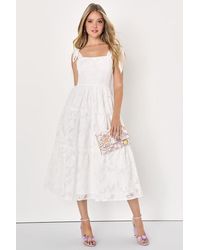 Lulus - Proof Of Perfection Floral Tiered Tie-Strap Midi Dress - Lyst