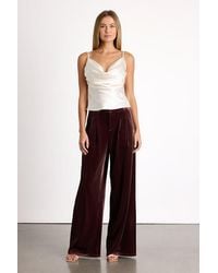 Lulus - Chic Splendor Dark Velvet Pleated High-Rise Wide-Leg Pants - Lyst
