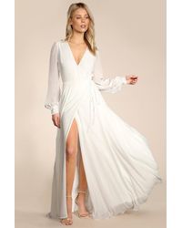 Lulus - My Whole Heart Long Sleeve Wrap Dress - Lyst