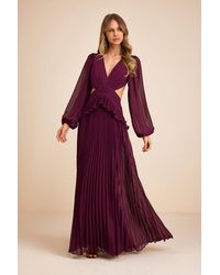 Lulus - Chaelyn Plum Long Sleeve Cutout Maxi Dress - Lyst
