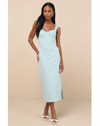 Lulus - Amyra Cap Sleeve Bustier Midi Dress - Lyst