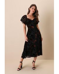 Lulus - Lovely Purpose Velvet Floral Burnout Lace-Up Midi Dress - Lyst