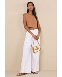 Lulus - Brisa Cuffed Wide-Leg Pants - Lyst