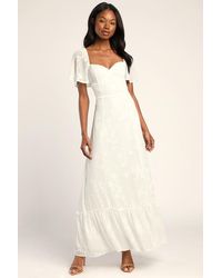 Lulus - Tailor Made For You Jacquard Lace-Up Maxi Dress - Lyst