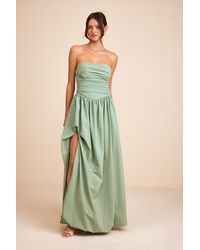 Lulus - Marilou Strapless Ruched Lace-Up Maxi Dress - Lyst