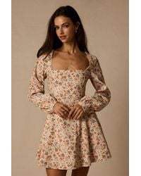 Lulus - Daily Affection Cream Floral Corduroy Mini Dress With Pockets - Lyst