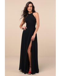 Lulus - Confidently Charismatic Backless Halter Maxi Dress - Lyst