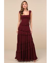 Lulus - Compelling Romantic Ruffled Tiered Maxi Dress - Lyst