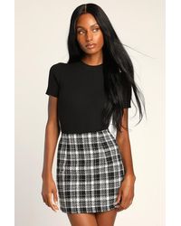 Lulus - Sweet Enough For Me Plaid Tweed Mini Skirt - Lyst