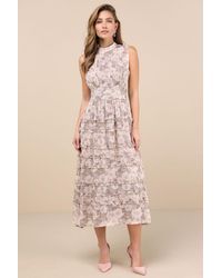 Lulus - Happily Sweet Floral Mock Neck Backless Midi Dress - Lyst