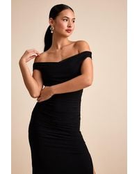 Lulus - Scotia Mesh Ruched Off-The-Shoulder Maxi Dress - Lyst