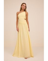 Lulus - Marcela Pale Ruched One-Shoulder Maxi Dress - Lyst