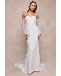 Lulus - Eternal Bliss Tulle Off-The-Shoulder Bustier Maxi Dress - Lyst