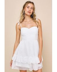 Lulus - Angelic Approach Chiffon Ruffled Tie-Strap Mini Dress - Lyst