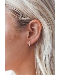 Lulus - Little Details Rhinestone Mini Hoop Earrings - Lyst