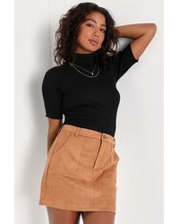 Lulus - A Dose Of Charm Suede High-Waisted Mini Skirt - Lyst