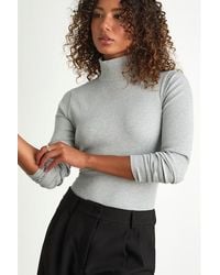 Lulus Basics - Wilde Ribbed Long Sleeve Mock Neck Bodysuit - Lyst