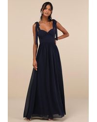 Lulus - Radiant Charisma Chiffon Ruched Tie-Strap Maxi Dress - Lyst