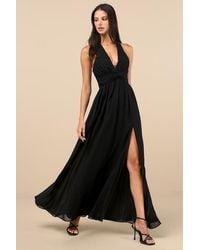 Lulus - Marilina Pleated Twist-Front Maxi Dress - Lyst
