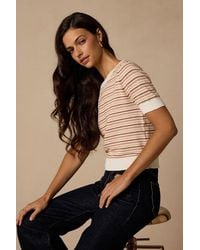 Lulus - Fischer Striped Short Sleeve Sweater Top - Lyst