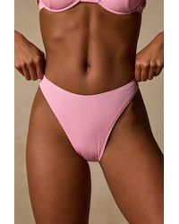 Lulus - Matala Ribbed High-Rise Bikini Bottoms - Lyst