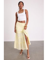 Lulus - Cherish Eyelet Embroidered Tiered Maxi Skirt - Lyst