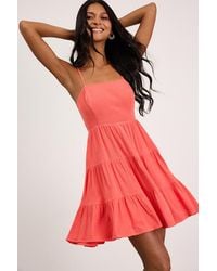 Lulus - Make A Day Of It Cutout Tiered Mini Dress - Lyst