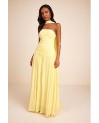 Lulus - Nellie Pleated Maxi Dress And Scarf Set - Lyst