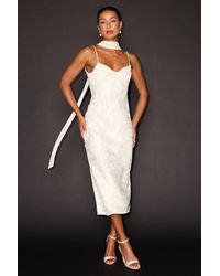 Lulus - Aydah Floral Burnout Slip Midi Dress And Scarf Set - Lyst