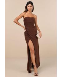 Lulus - Epitome Of Allure Mesh Strapless Ruched Maxi Dress - Lyst
