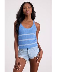 Lulus - Effortless Sunshine Striped Sweater Tank Top - Lyst
