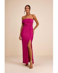 Lulus - Poised Performance Plisse One-Shoulder Maxi Dress - Lyst