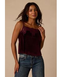 Lulus - Slaney Plum Velvet Lace-Trimmed Cami Top - Lyst