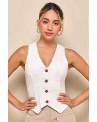 Lulus - Elevated Impression Sleeveless Vest Top - Lyst
