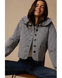 Lulus - Ilona Gingham Quilted Collared Jacket - Lyst