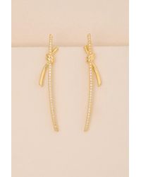 Lulus - Susanna 14Kt Knotted Rhinestone Drop Earrings - Lyst
