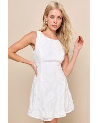 Lulus - Exquisite Moments Floral Jacquard Sleeveless Mini Dress - Lyst