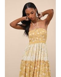 Lulus - Bennie And Ivory Floral Tiered Halter Maxi Dress - Lyst
