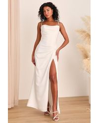Lulus - Here's To Love Satin Backless Column Maxi Dress - Lyst