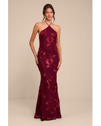 Lulus - Celyna Mesh Floral Applique Maxi Dress - Lyst