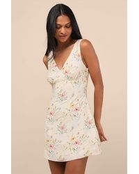 Lulus - Jaziel Floral Sleeveless Mini Dress - Lyst