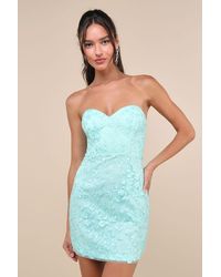 Lulus - Exquisite Sensation Floral Embroidered Strapless Mini Dress - Lyst