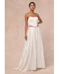Lulus - Angelica Satin Strapless Three-Piece Maxi Dress - Lyst