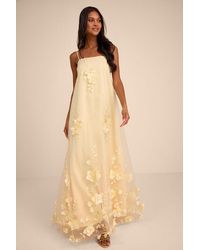 Lulus - Allie Floral Applique Shift Maxi Dress - Lyst