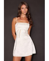 Lulus - Elin Floral Jacquard Lace-Up Mini Dress - Lyst