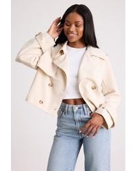 Lulus - Donley Light Double-Breasted Cropped Trench Coat - Lyst