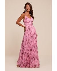 Lulus - Whitley Floral Pleated Sleeveless Maxi Dress - Lyst